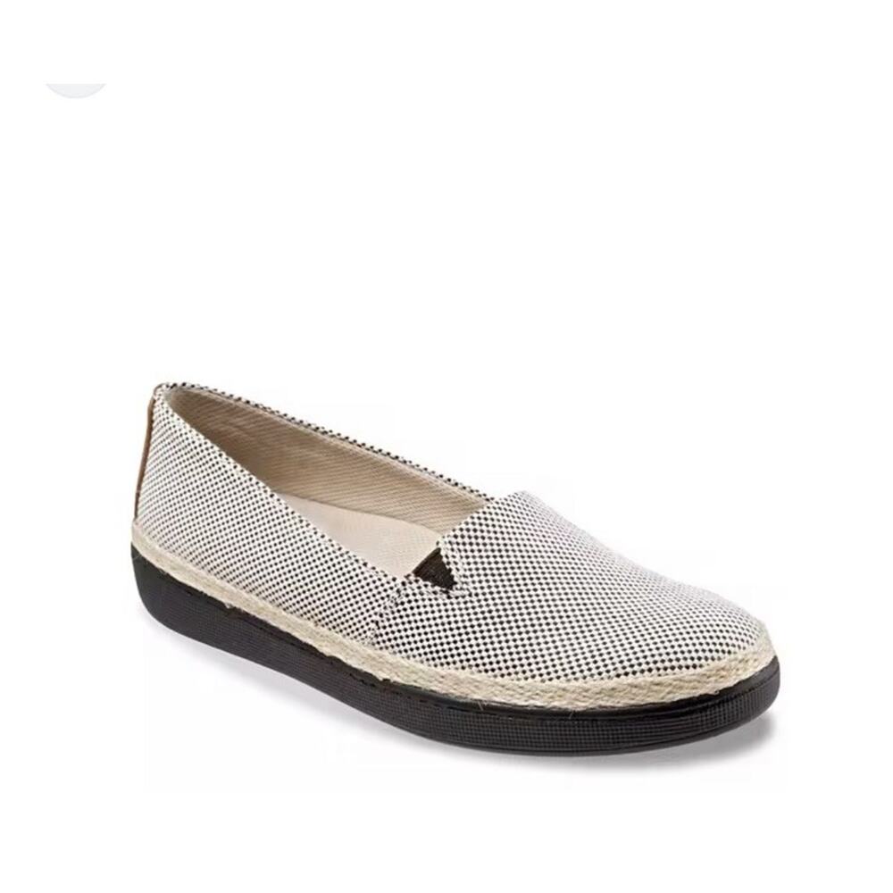 Trotters Accent Black Linen Espadrille Slip On Shoes New/No Box Womens 6 N